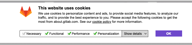 Cookie consent gitlab